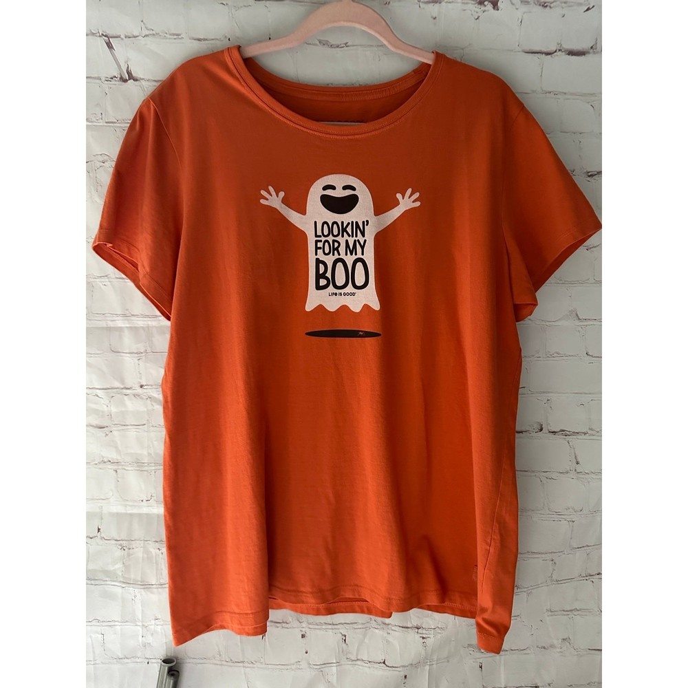 Life is Good Crusher Halloween Lookin for my Boo Orange Tshirt XL